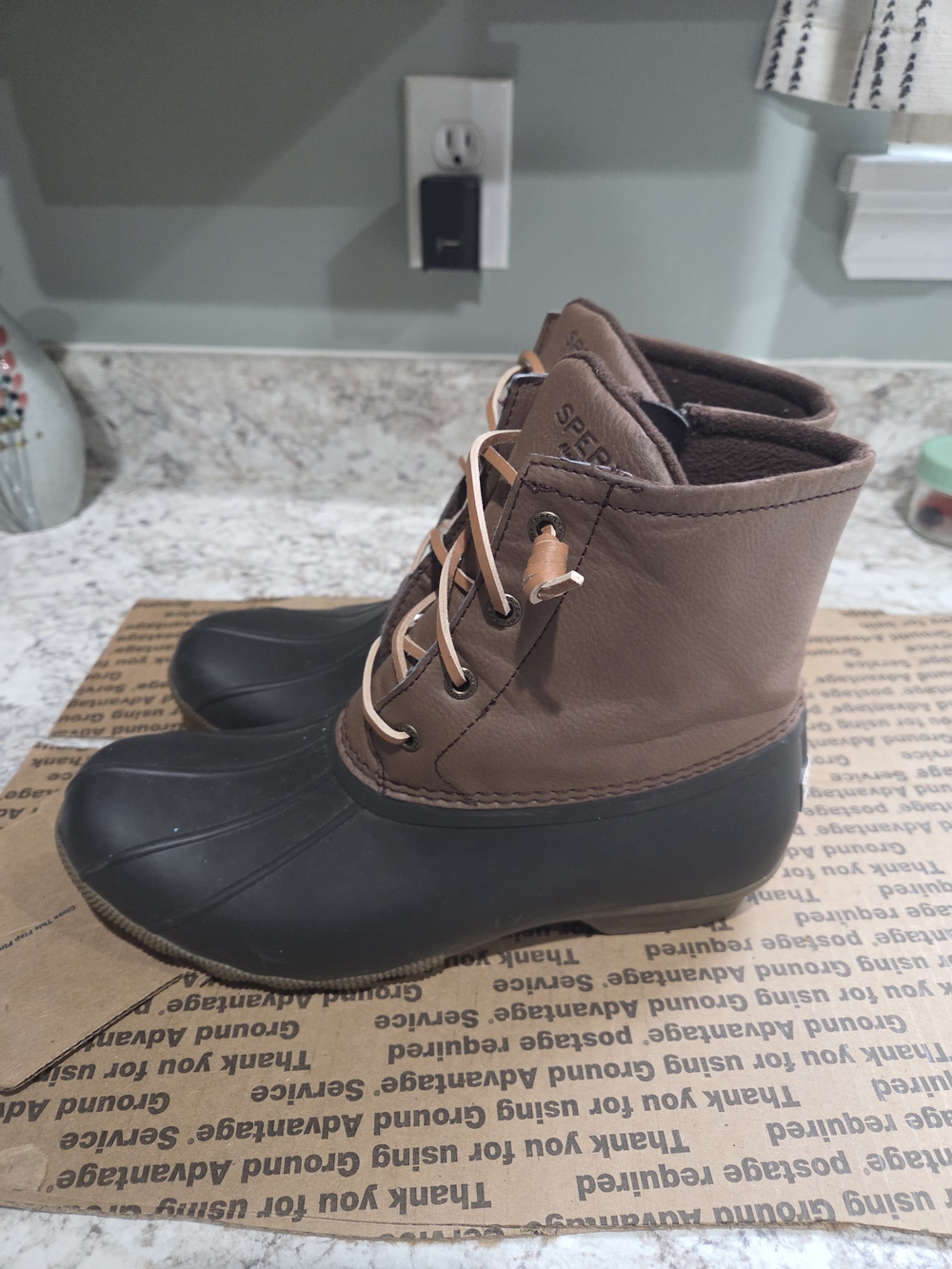 Sperry Brown and Black Duck Boots - Women's Size 9